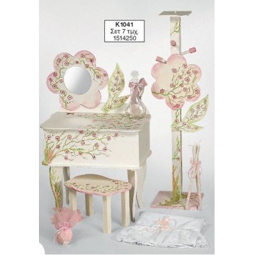 Σετ βάπτισης μπουντουάρ με πολλά λουλούδια ΣΕΤ ΒΑΠΤΙΣΗΣ ΚΟΡΙΤΣΙ